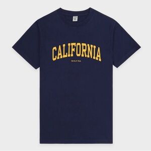 Sporty & Rich Navy Tee with Gold California Arch